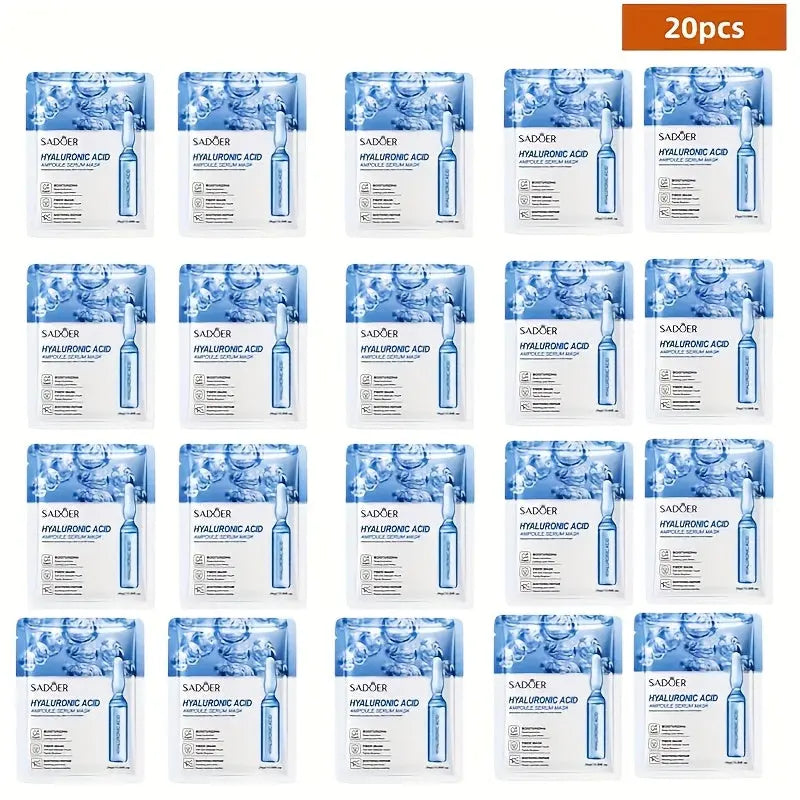 Hydrating Facial Mask with Hyaluronic Acid, Available in 9pcs and 20pcs, Gentle Formula for Daily Use