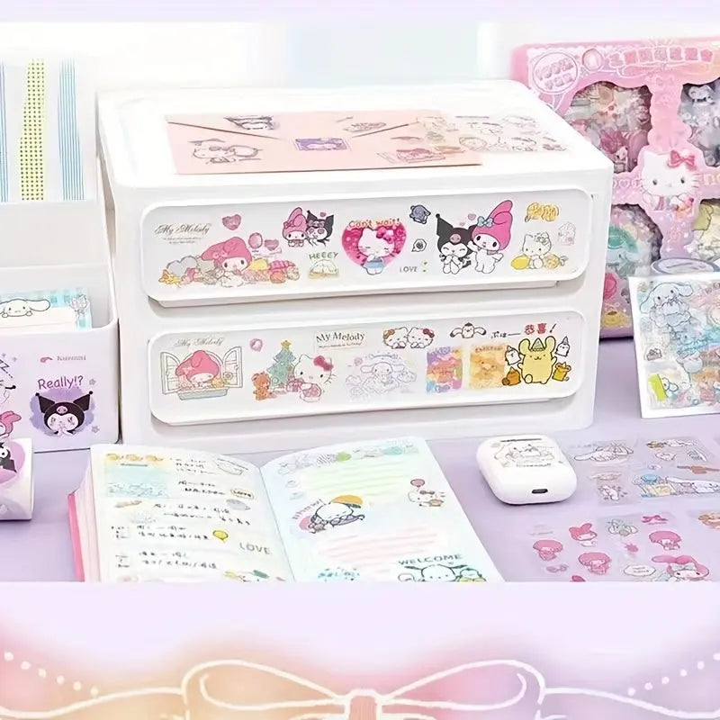 100 Sanrio Stickers Gift Box - Waterproof Cartoon and Animal Designs, Cute Unique Sticker Collection Suitable for Scrapbooking, DIY Projects, and Water Bottles, 100pcs Non-Duplicate Styles