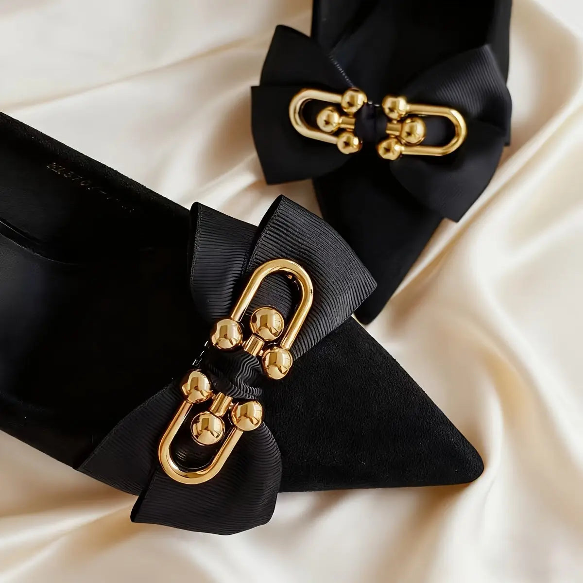 1 Pair Detachable Shoe Charms with Metal Clasp - Black Shoe Accessories, Bow & Clip-On Charms for Sneakers, Boots, s - for &, Easy to Attach/Remove, Durable Shoe Decorations for Back-to-/Graduation