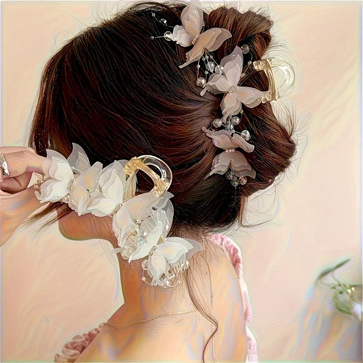 (5 colors to choose from) Super ethereal and lively butterfly grab clip, high-end female style shark clip, sweet and cute back head hair clip, elegant top clip hair accessory Dropshipman