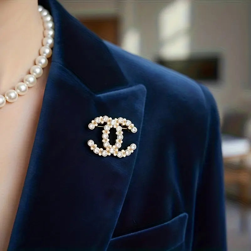Double C Letter Brooch, High-End Fashion Trendy Large Clothing Coat Accessory, Fashionable Exquisite Brooch Dropshipman