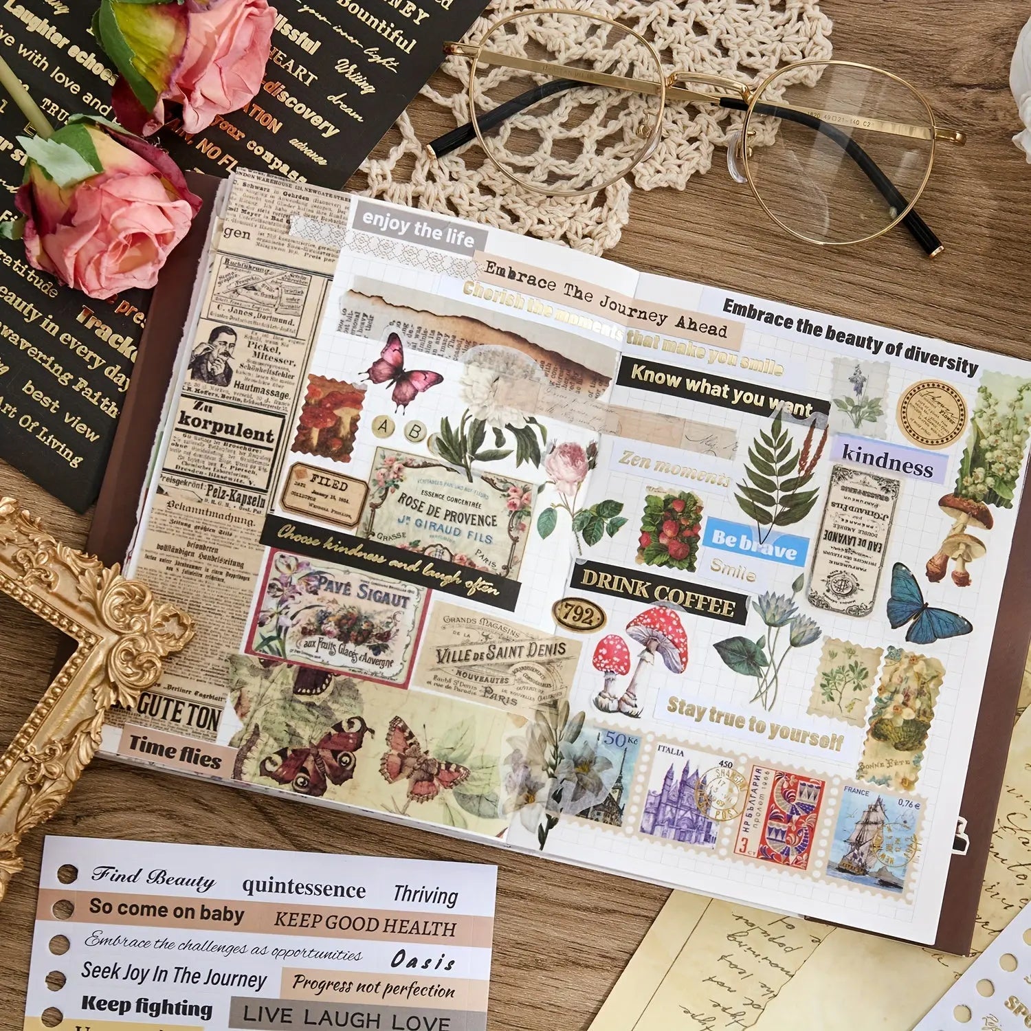 2500 pcs Gold Foil Journaling Quote Stickers My Store