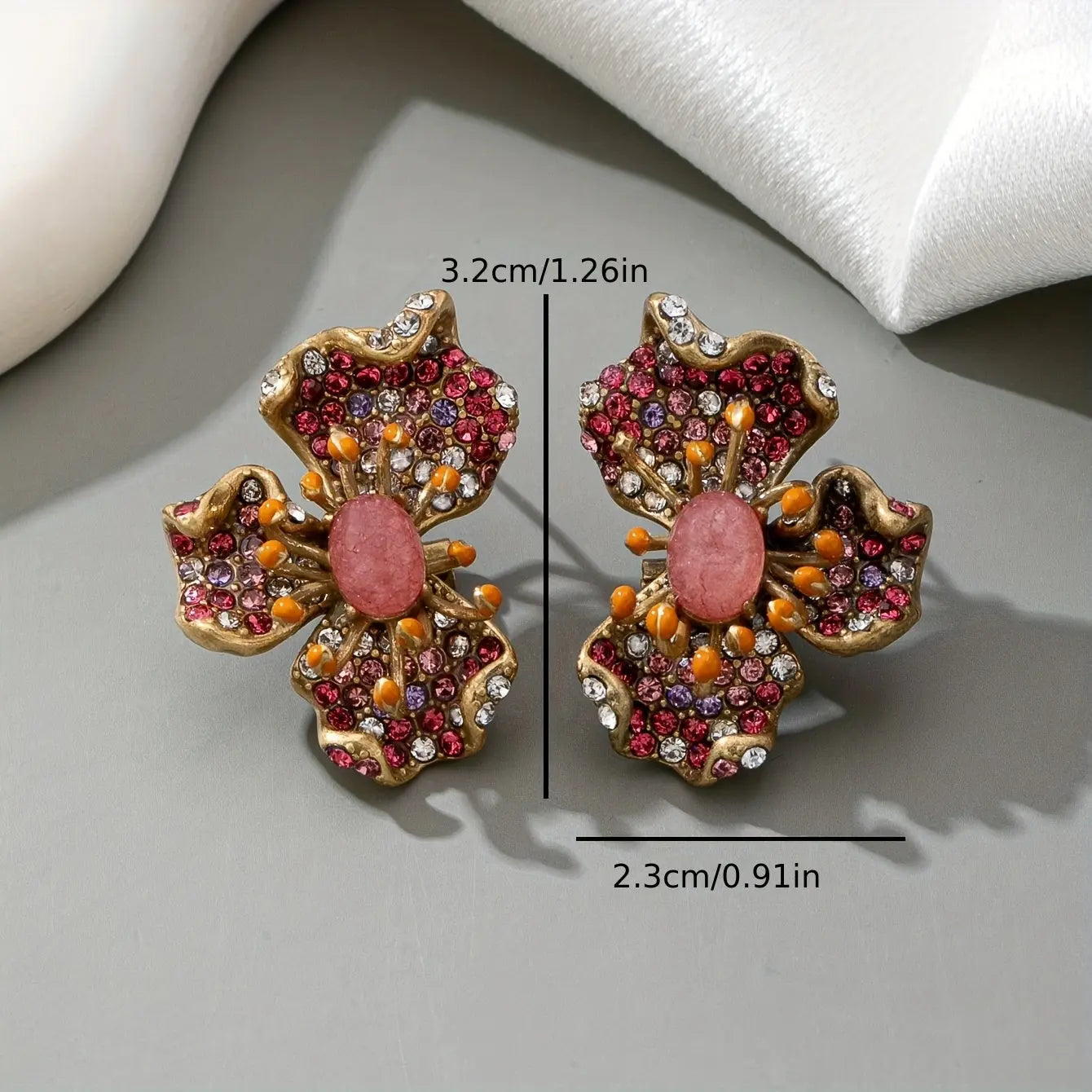 1 Pair of Women's Petal-Shaped Earrings with Natural Stone for a Passionate Look Dropshipman