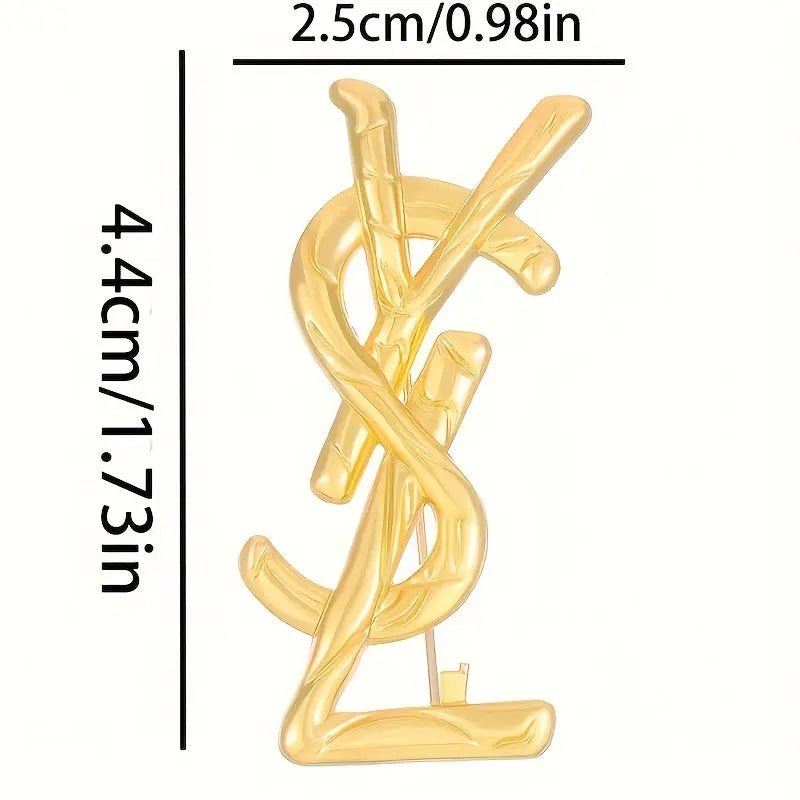 1 Fashion Letter Brooch, French-Style Niche Design Pin, Light Luxury High-End Classic Elegant Style Suit Corsage Accessory Dropshipman