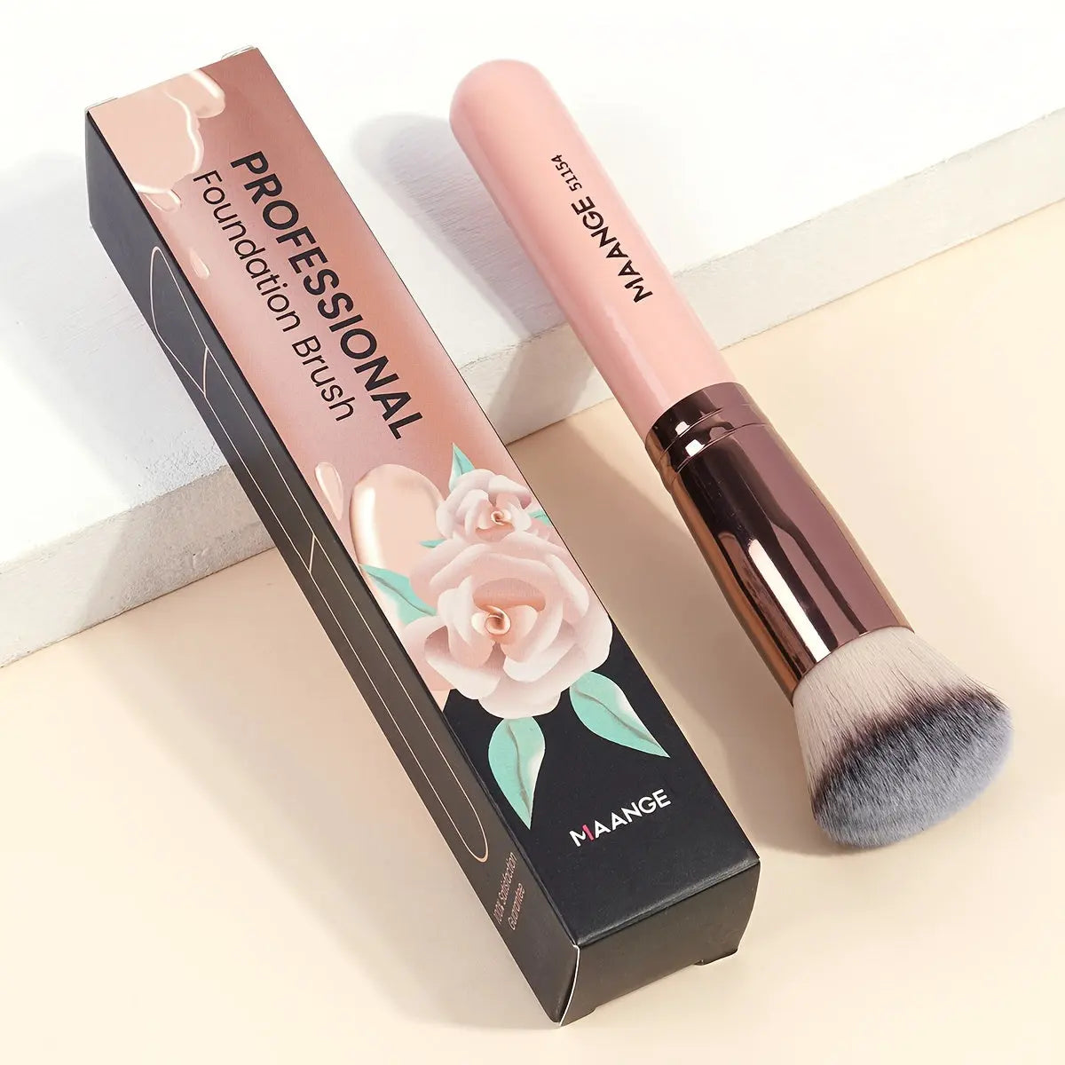 1pc MAANGE Oval Foundation Brush, Soft Nylon Bristles, Portable Makeup Brush for All Skin Types, ABS Handle, Odorless, with Ideal for Travel & Beginners, for Mother'S Day Gift Dropshipman