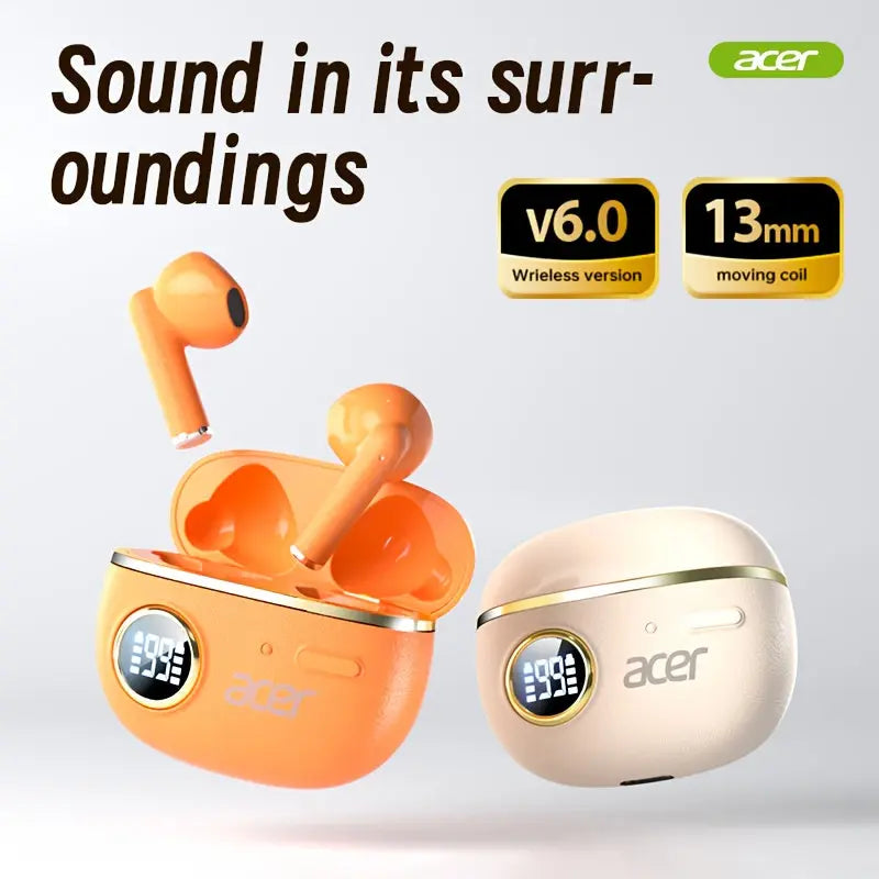 [Acer] 2025 new model back-to-school season TWS Wireless Headset Heavy Bass Stereo + Talking Noise Cancellation Ultra Long Lasting Sports Running In-Ear Low Latency Gaming Mode HIFI Audio Lightweight Touch Design Stylish Design Long Wearing No Pain Study Dropshipman