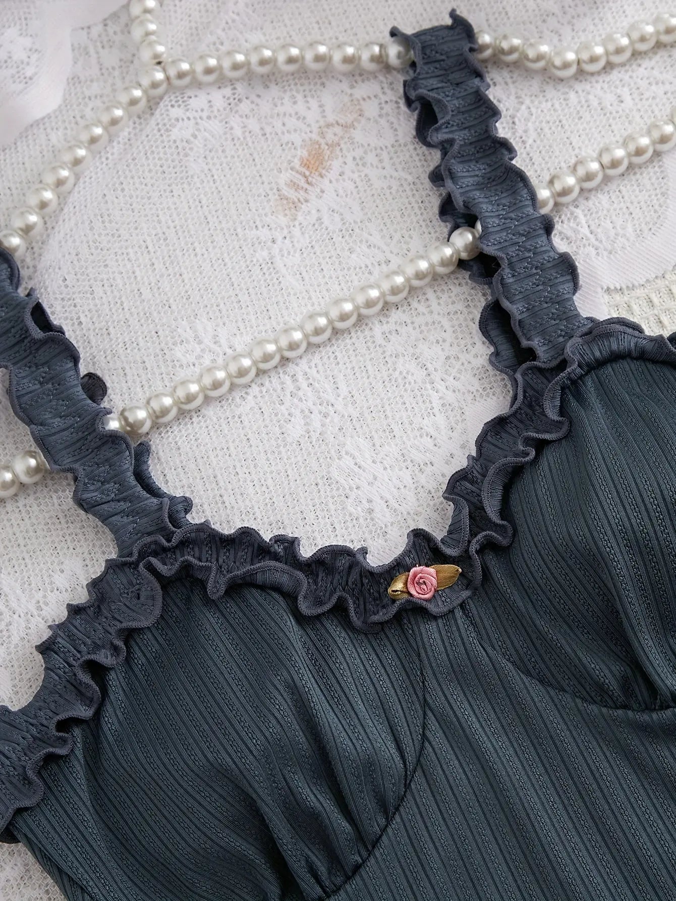 Women'S Floral Lace Trim Pajama Set