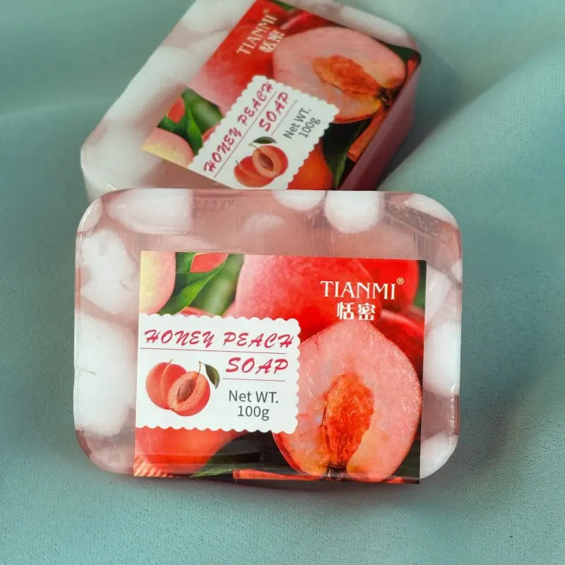 100g Peach Fragrance Soap, Gentle Handmade Essential Oil Jelly Bar for Deep Cleansing, Suitable for Face and Body, Unisex Dropshipman