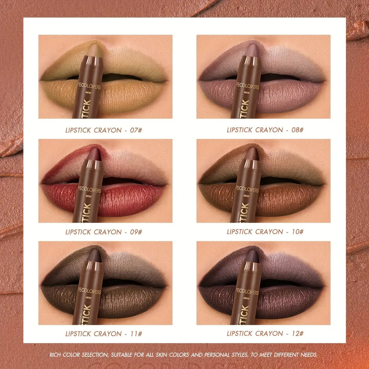 1pc Brown Smooth Lipstick - Easy Coloring Lipliner, Durable Moisturizing Matte Lipstick for Daily Makeup, Perfect for All Skin Tones, Beauty Essentials | Matte Finish Lipstick | Creamy Lipstick Dropshipman