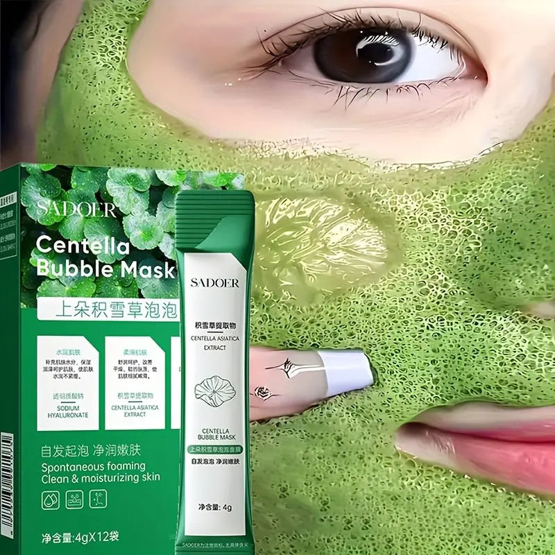 12pcs of Bubble Masks with Hyaluronic Acid Extract, Centella Asiatica Extract, Niacinamide Extract, for Skin Cleansing And Portable Use Dropshipman