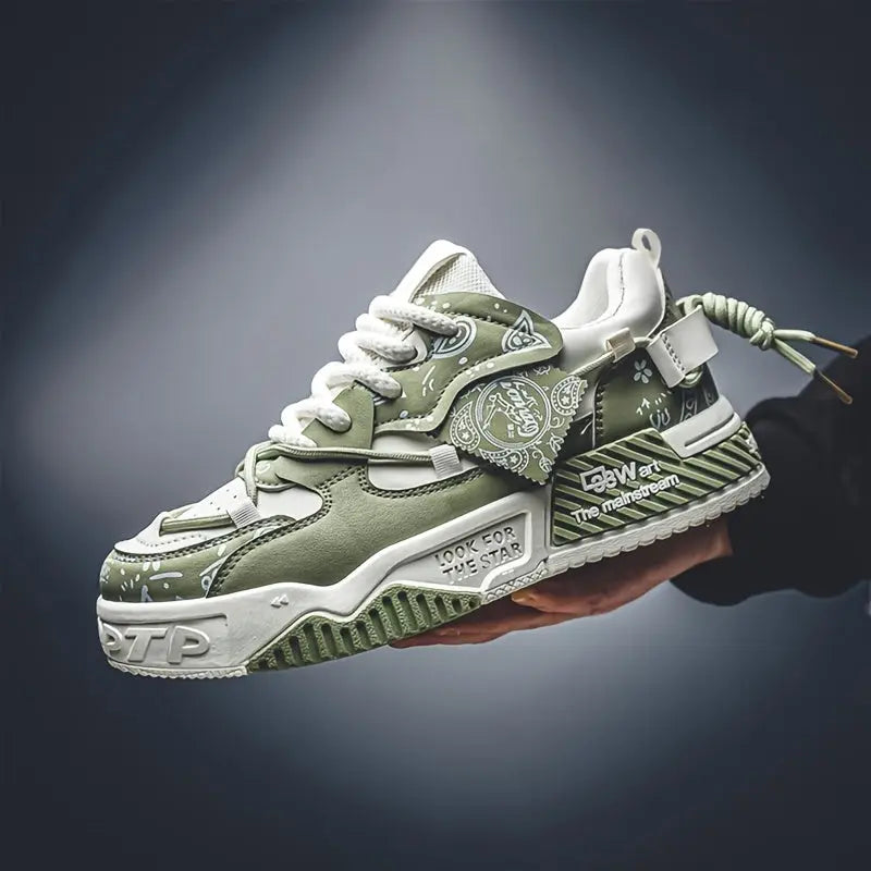 1 Pair Men'S Casual sneakers | Comfortable and Stylish, All-Season Wear, Geometric Design, Suitable for Walking, Running, Travel, Skateboarding, Large Sizes Available, Durable and Lightweight Dropshipman