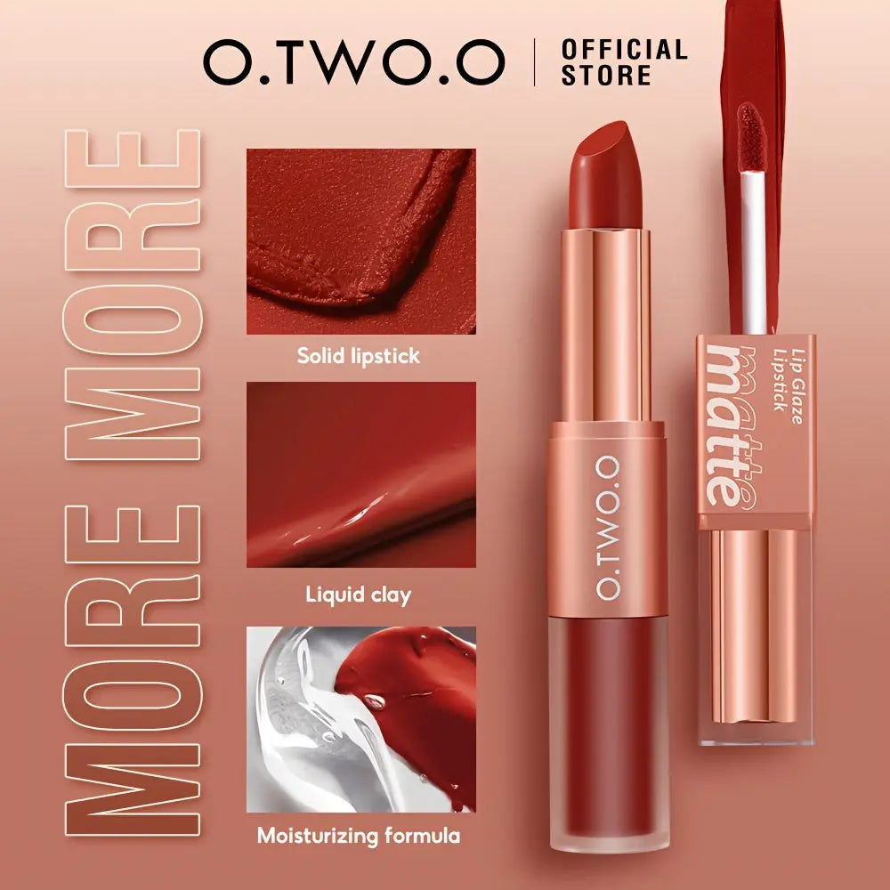 [Christmas gifts] O.TWO.O Matte Lipstick Double-Head Lip Glaze 24-Hour Non-Stick Lip Gloss Lip Color Lip Plump Long-Lasting Waterproof Lipstick Korean Makeup Daily Essential otwooO Make Up for Women Girly Must Haves Dropshipman