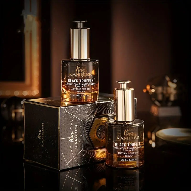 1 Bottle Black Truffle Collagen Serum - Moisturizing Face Oil with Rose, Jasmine, and White Pond Flower Seed Oil, Plant Squalane, Hypoallergenic, Unisex-Adult, All Skin Types, Scented Drops with Collagen for Hydrating and Youthful Skin Dropshipman