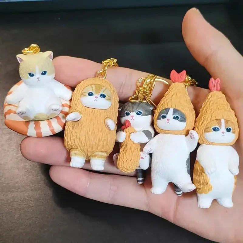 Mufosand Fried Shrimp Shark Cat Keychain Blind Box Backpack Pendant Collectible Pvc Action Figure Trendy Toys Birthday Gift Dropshipman