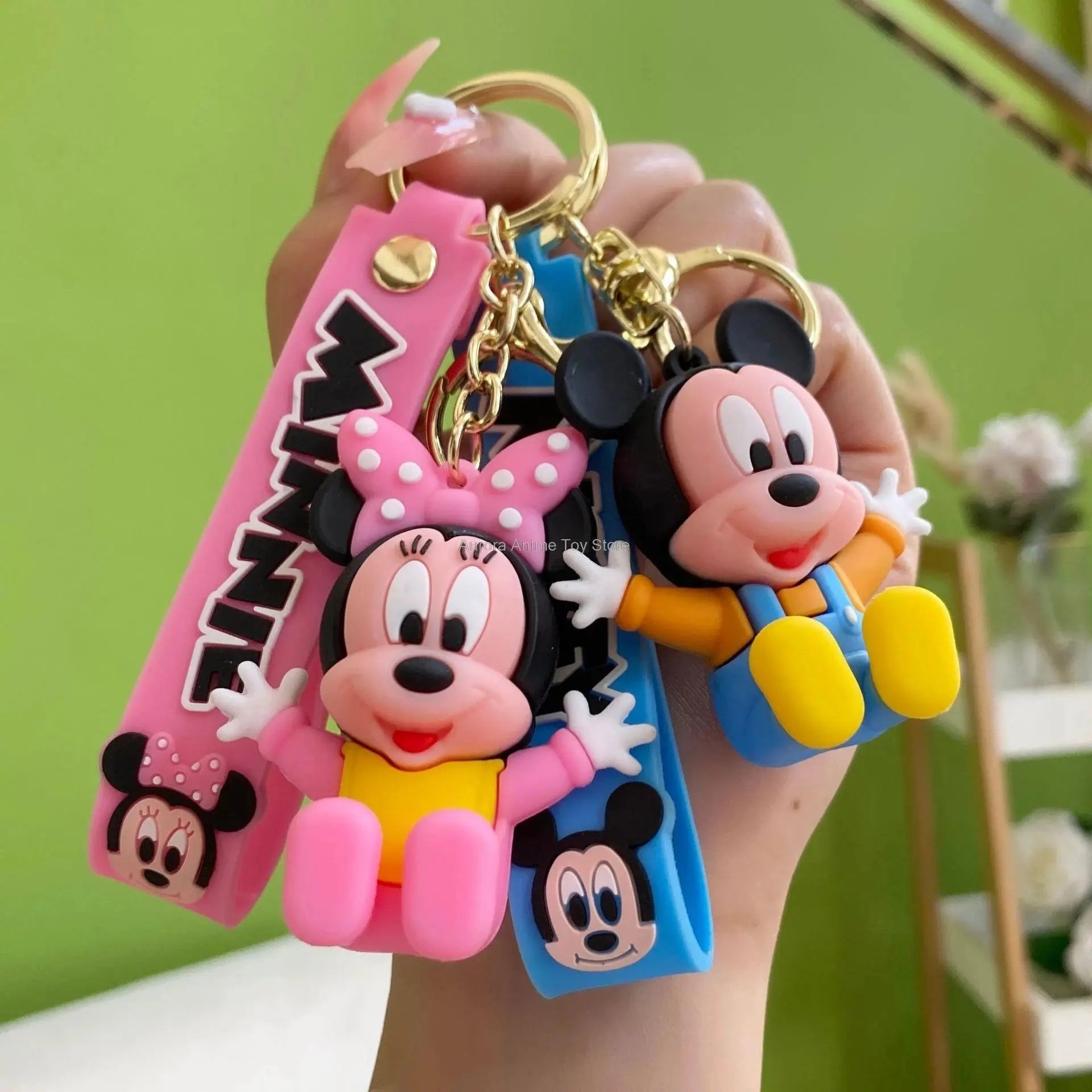 Anime Disney Keychain Mickey Mouse Cute Cartoon Baby Boy Girl Figure Keyring Kawaii Minnie Key Chain Model Kids Toys Gifts Dropshipman