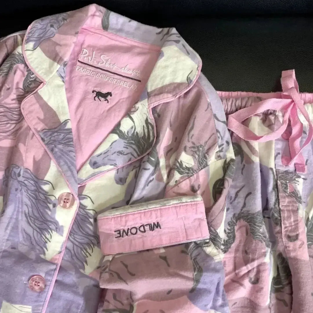 Loungewear Home Clothing Fashion Cartoon Pjs Women Soft Cotton Sleepwear Pjamas for Women 2Pcs Long Sleeve Nightwear Autumn New