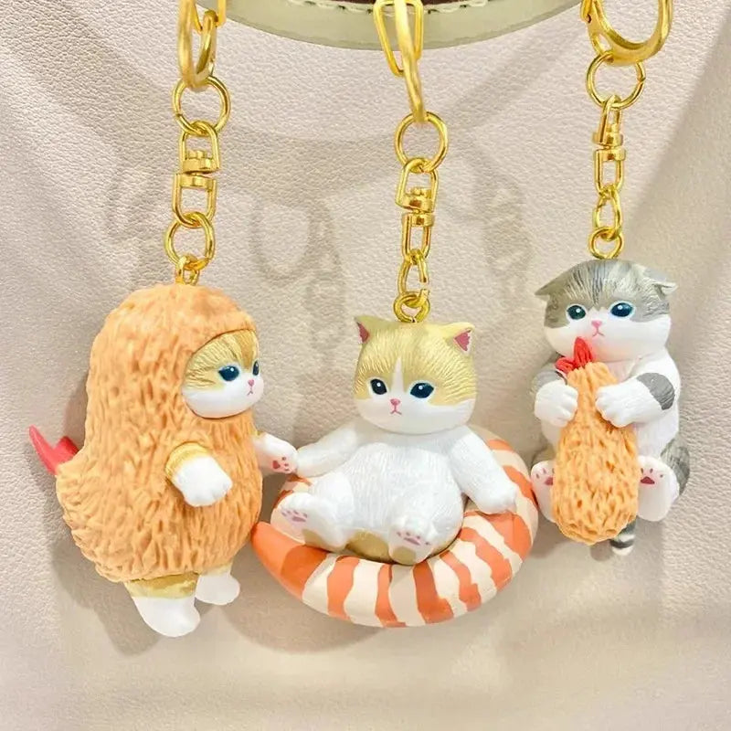 Mufosand Fried Shrimp Shark Cat Keychain Blind Box Backpack Pendant Collectible Pvc Action Figure Trendy Toys Birthday Gift Dropshipman
