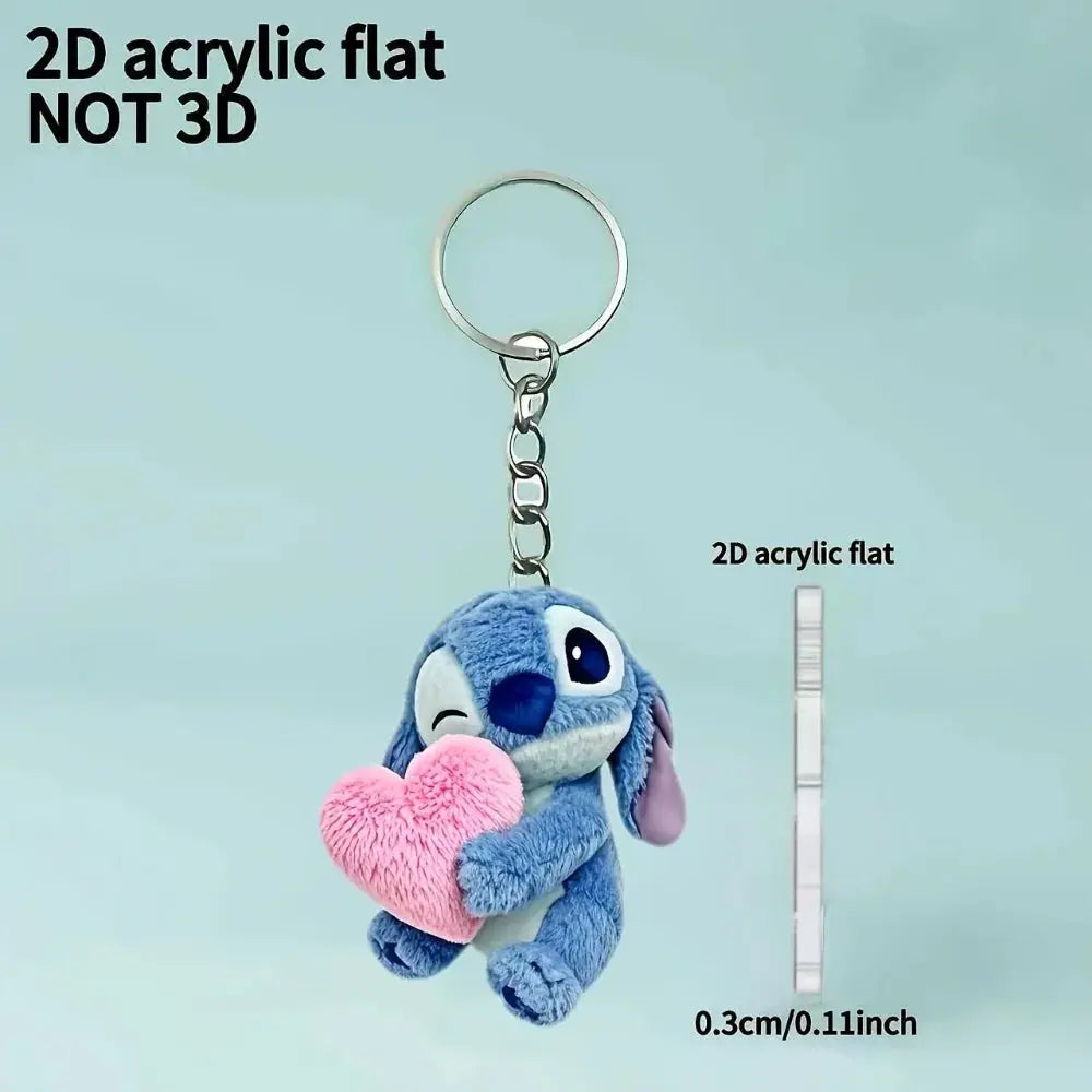 Disney Licensed Stitch Acrylic Ornament - Heart Shape Keychain for Bags/Car Keys, Holiday Gift for Valentine/Christmas/Birthday Dropshipman