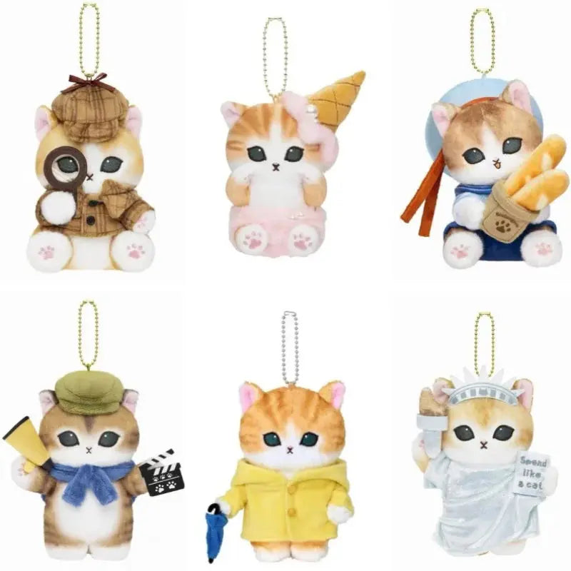 12cm Cattoon Anime Global Travel Styles Mofusand Plush Doll Toys Stuffed Animals Keychain Small Pendant Christmas Birthday Gifts Dropshipman