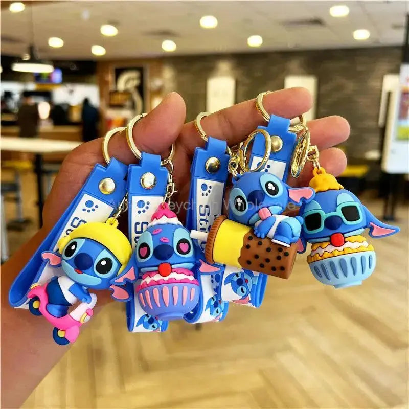 Wholesale Anime Disney Keychain Mickey Mouse Minnie Lilo & Stitch Cartoon Keyring Kawaii Key Chain Car Pendant Kids Toys Gift Dropshipman
