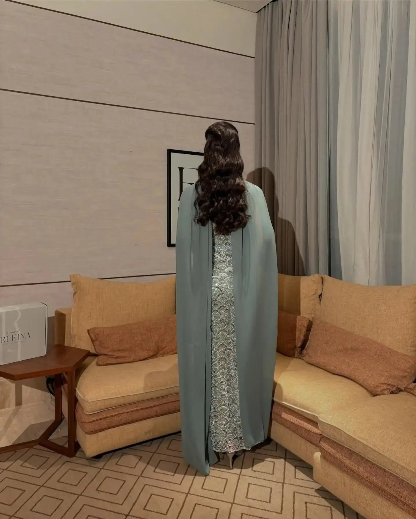 Bella Customized Mint Green Strapless Prom Dress Beaded Lace with Matching Cape Slim-Fit Floor-Length Gown robes de soirée 2025