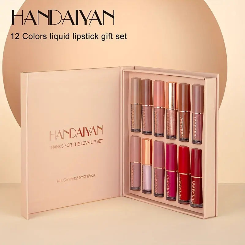 12 Colors Lip Gloss Set | Liquid Lipstick Makeup Cosmetic, Smudge Proof, Waterproof, Matte End, Ideal for Mother'S Day, Music Festivals, Valentine'S Day, Parties, Halloween, Christmas Cosplay - HANDAIYAN