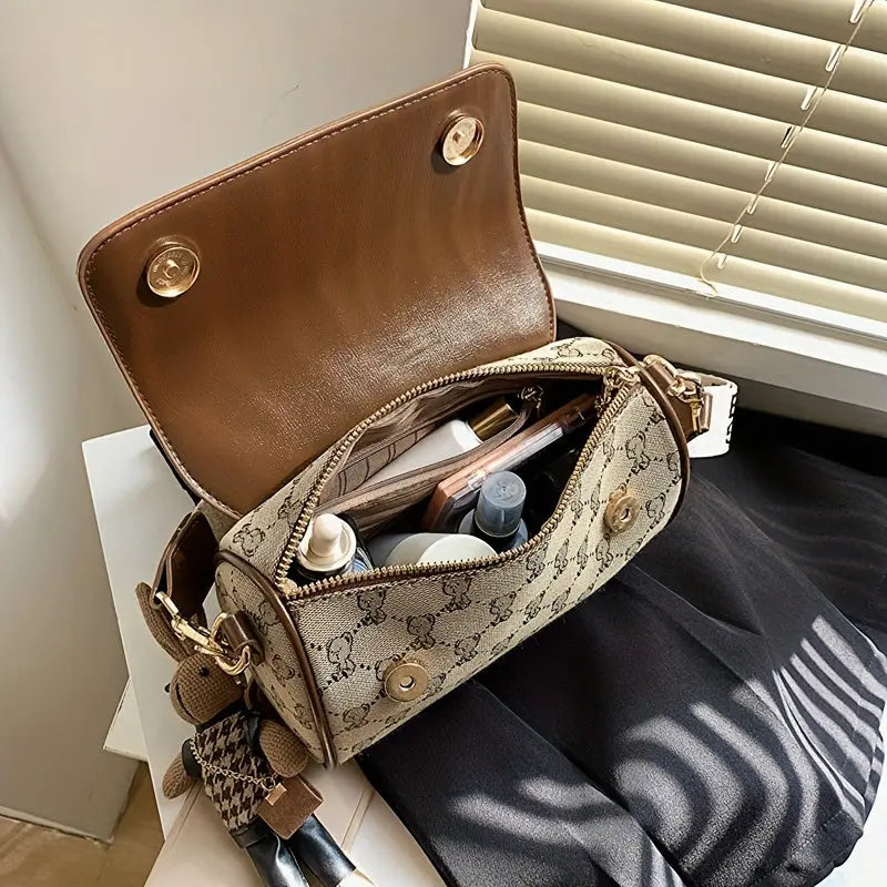 Fashionable Lightweight Women'S Crossbody Bag | Beibaobao Synthetic Faux Leather, Animal Print, Magnet Closure, Lining, Available in Dark Khaki, Pink, Grey, Khaki