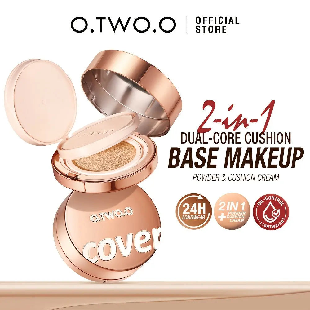 [Ideal Gift] O.TWO.O 2-in-1 Soft Focus Powder & Air Cushion Cream, Long-Lasting Waterproof, Natural Oil Control, Full Coverage, Matte Finish, Suitable for All Skin Tones and Skin Types, Daily Makeup Essential by OTWOO Dropshipman