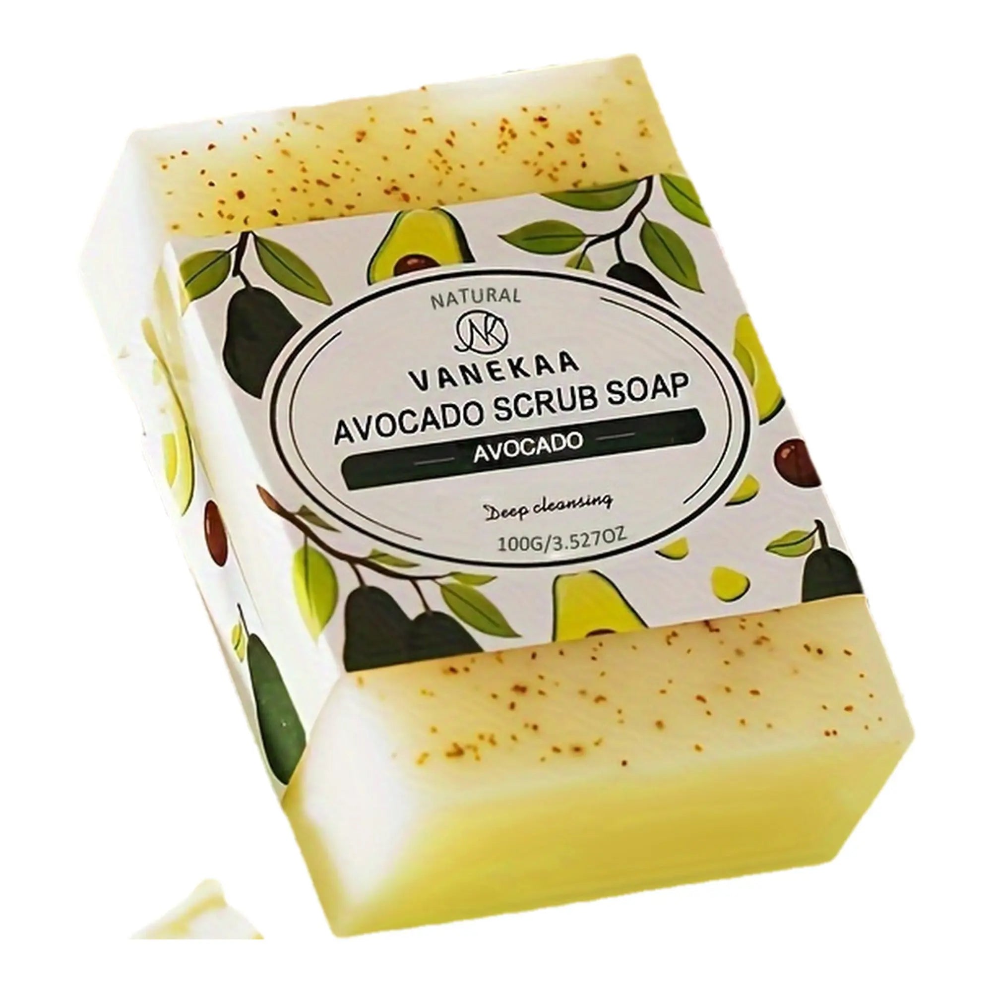100g Avocado Scrub Soap | Handmade Soap for Deep Cleansing, Helps Skin Smoothness, Suitable for Facial and Body Care, Unisex, Contains Jojoba Oil, Fresh Scent, All Skins Friendly Dropshipman