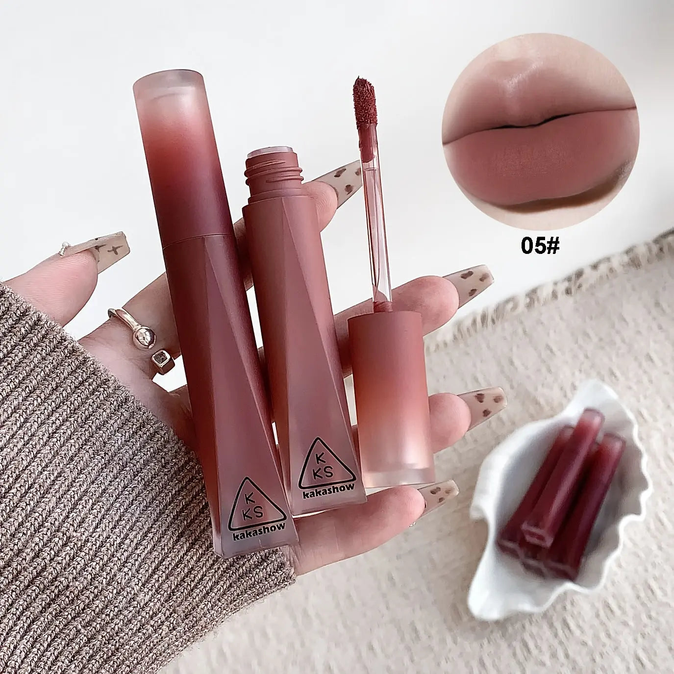 Matte Nude Velvet Lip Gloss | Kakashow, Suitable for All Skin Types, Red Line Color Tone Dropshipman