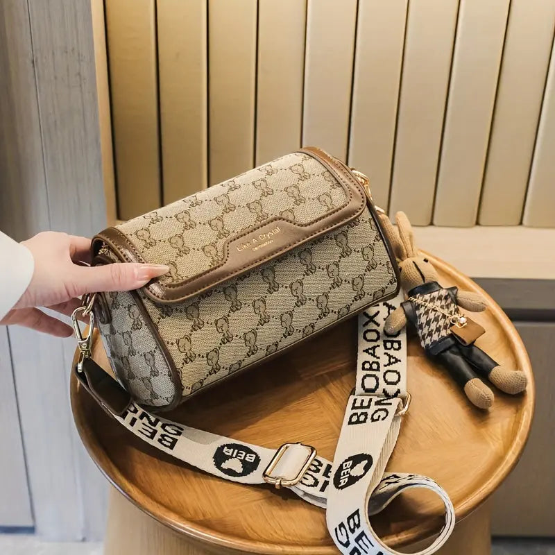 Fashionable Lightweight Women'S Crossbody Bag | Beibaobao Synthetic Faux Leather, Animal Print, Magnet Closure, Lining, Available in Dark Khaki, Pink, Grey, Khaki