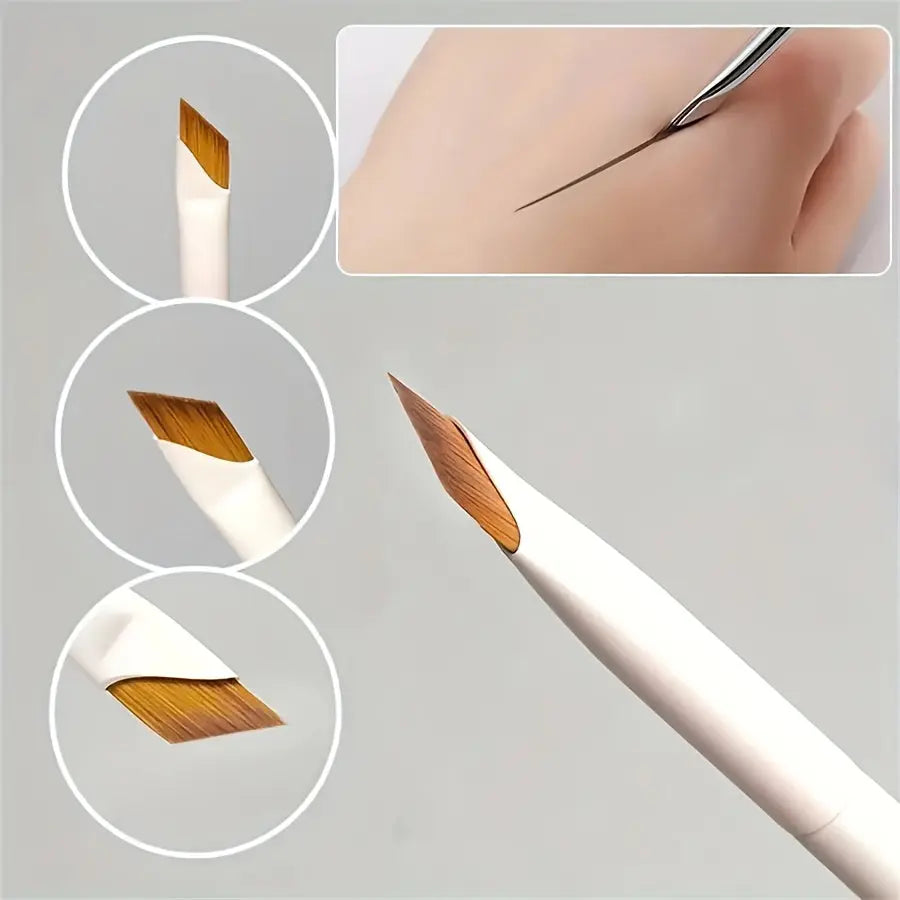 1/2/3pcs Porcelain White Precision Angle Eyeliner and Eyebrow Brush Set - Nylon Brush, Fragrance Free, Suitable for All Skin Types - Ideal Choice for Beginners Dropshipman