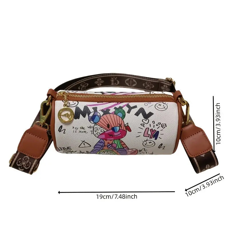 Women' Bear Print Crossbody Bag with Adjustable Strap - Cute Bear Face & Paw Print, Zipper Closure Handbag Suitable for,, Everyday Use Dropshipman