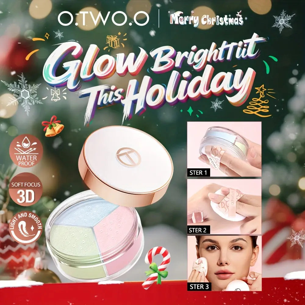 [Christmas Gift] O.TWO.O 3-in-1 Loose Powder Grid Filter Face Honey Powder Matte Long-lasting Lightweight Oil Control 3 Colors Finishing Powder Daily Essential OTWOO Girly Must Haves Dropshipman