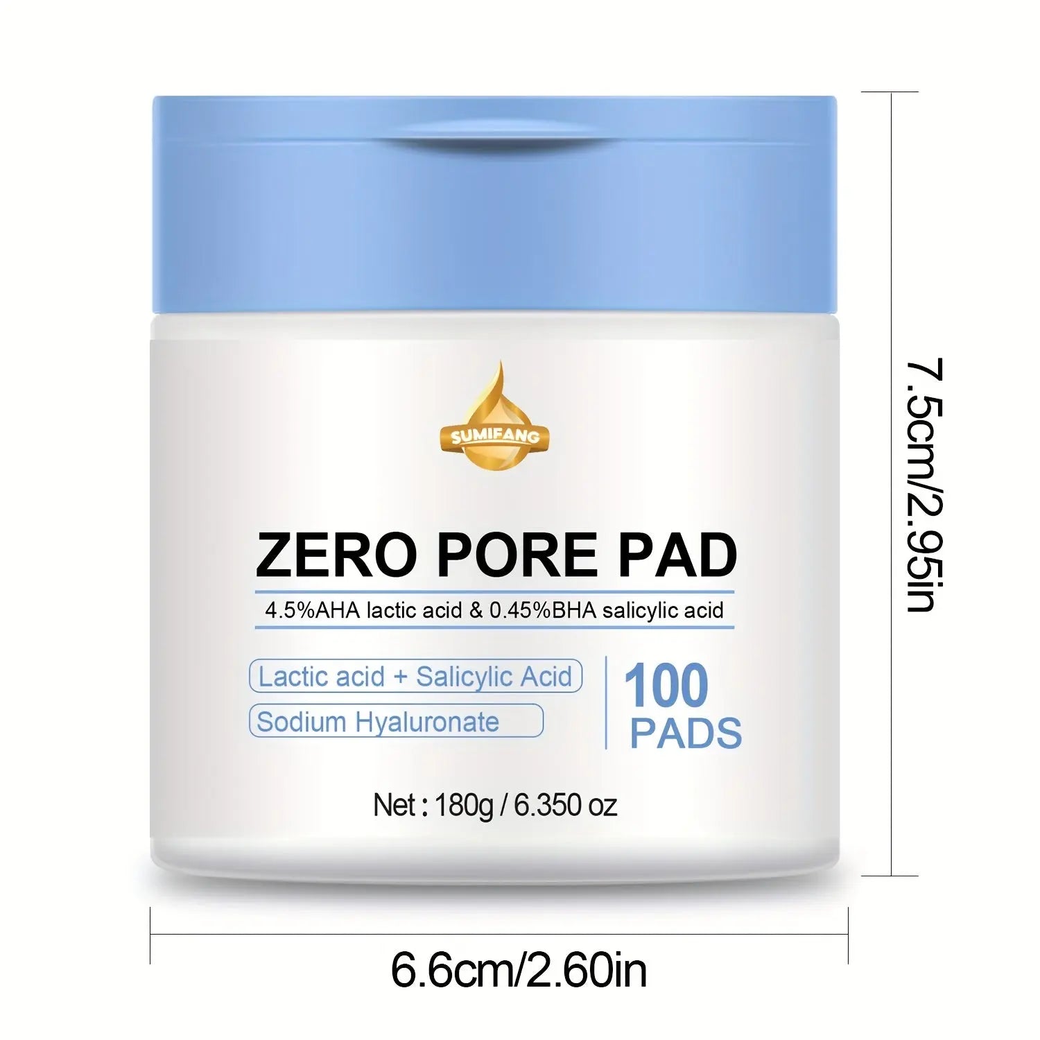 Zero Pore Cleansing Pad, Zero Pore Pad, Double Textured Facial Toner with 4.5% AHA Lactic Acid and 0.45% BHA Salicylic Acid for All Skin Types. 100pcs Dropshipman