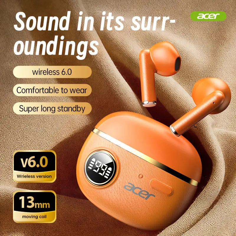[Acer] 2025 new model back-to-school season TWS Wireless Headset Heavy Bass Stereo + Talking Noise Cancellation Ultra Long Lasting Sports Running In-Ear Low Latency Gaming Mode HIFI Audio Lightweight Touch Design Stylish Design Long Wearing No Pain Study Dropshipman
