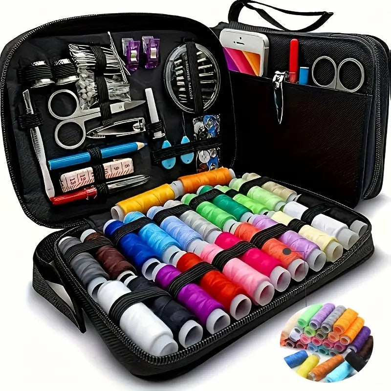 100pcs multi-sew kit with accessories - 24-color thread, needles and thread small repair sewing kit, basic mini portable travel sewing for emergency repairs
