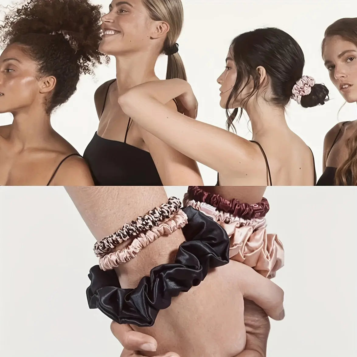 100% Silk Solid Color Hair Ties High Quality Hair Scrunchies (22Momme) Women Big Hairbands Hair Accessories 6pcs Box Dropshipman