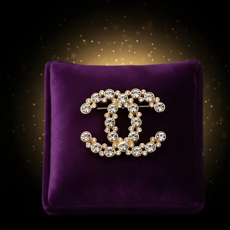 Double C Letter Brooch, High-End Fashion Trendy Large Clothing Coat Accessory, Fashionable Exquisite Brooch Dropshipman