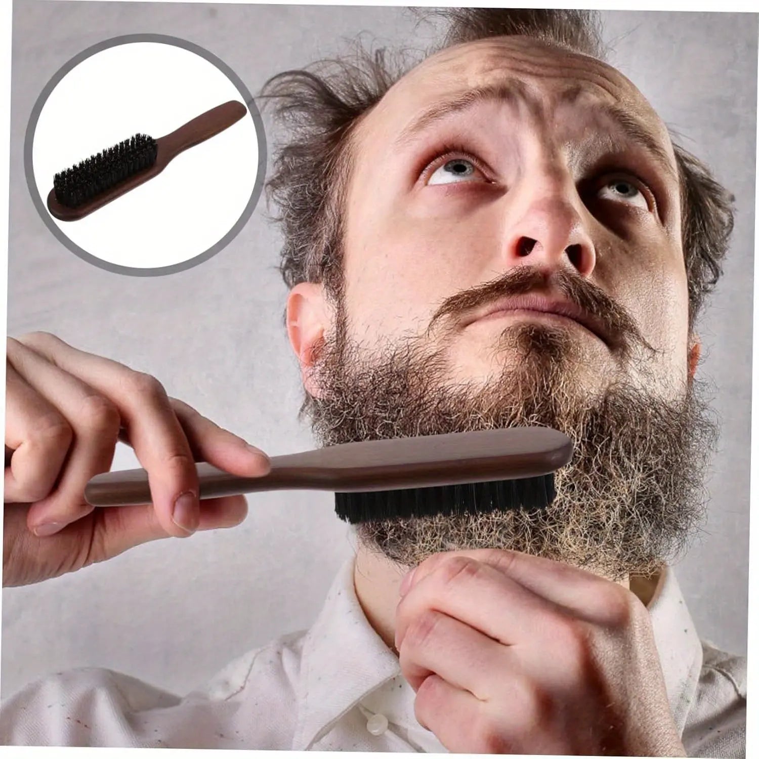 Men Beard Brush Hair Styling Comb Multi-functional Grooming Tool Fine Tooth Design for Even Oil Application for Home Travel Use Dropshipman