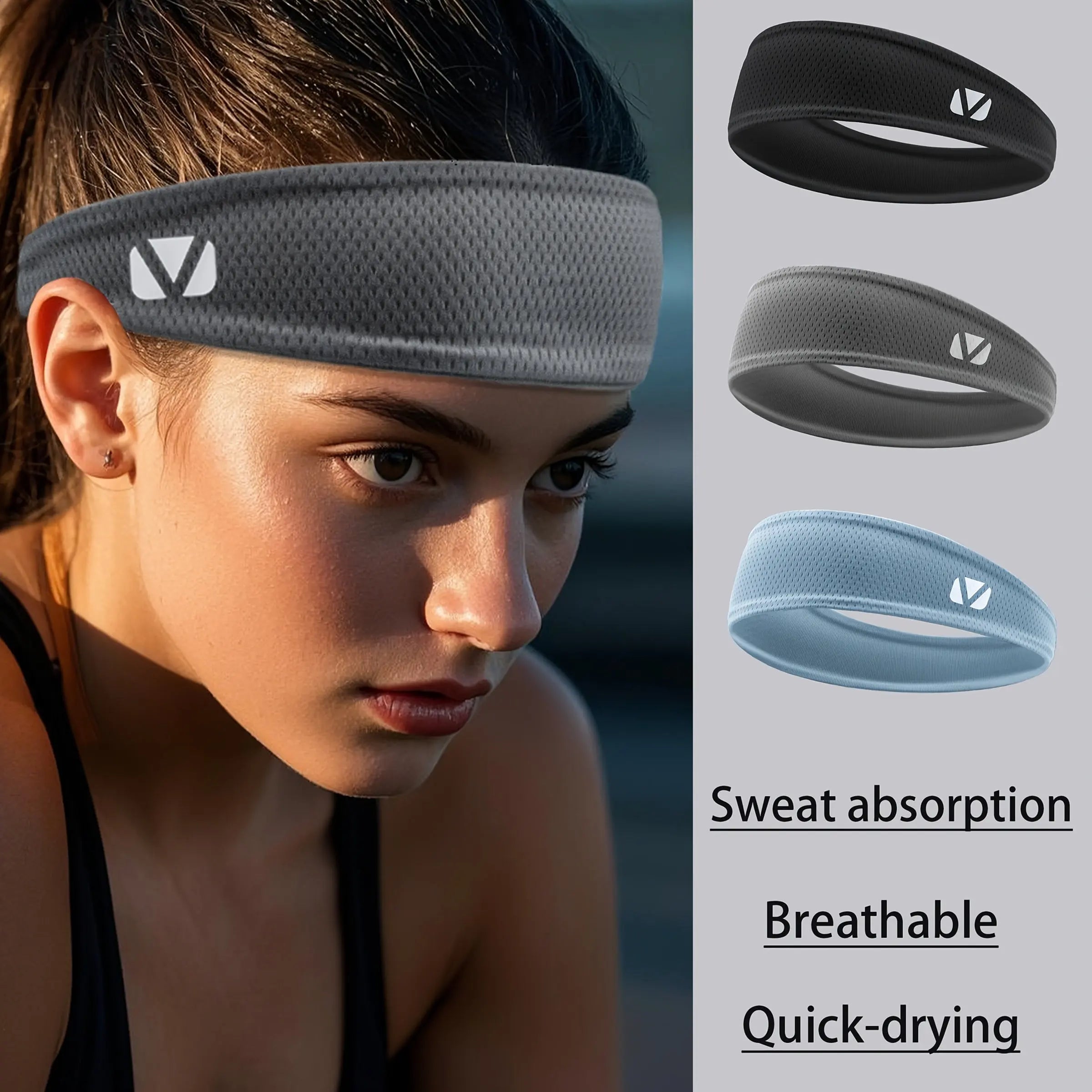 Three Summer Cooling Sports Headbands – Lightweight, Breathable Sweat-Absorbing Bands for Running, Fitness, Yoga, and Outdoor Activities Dropshipman