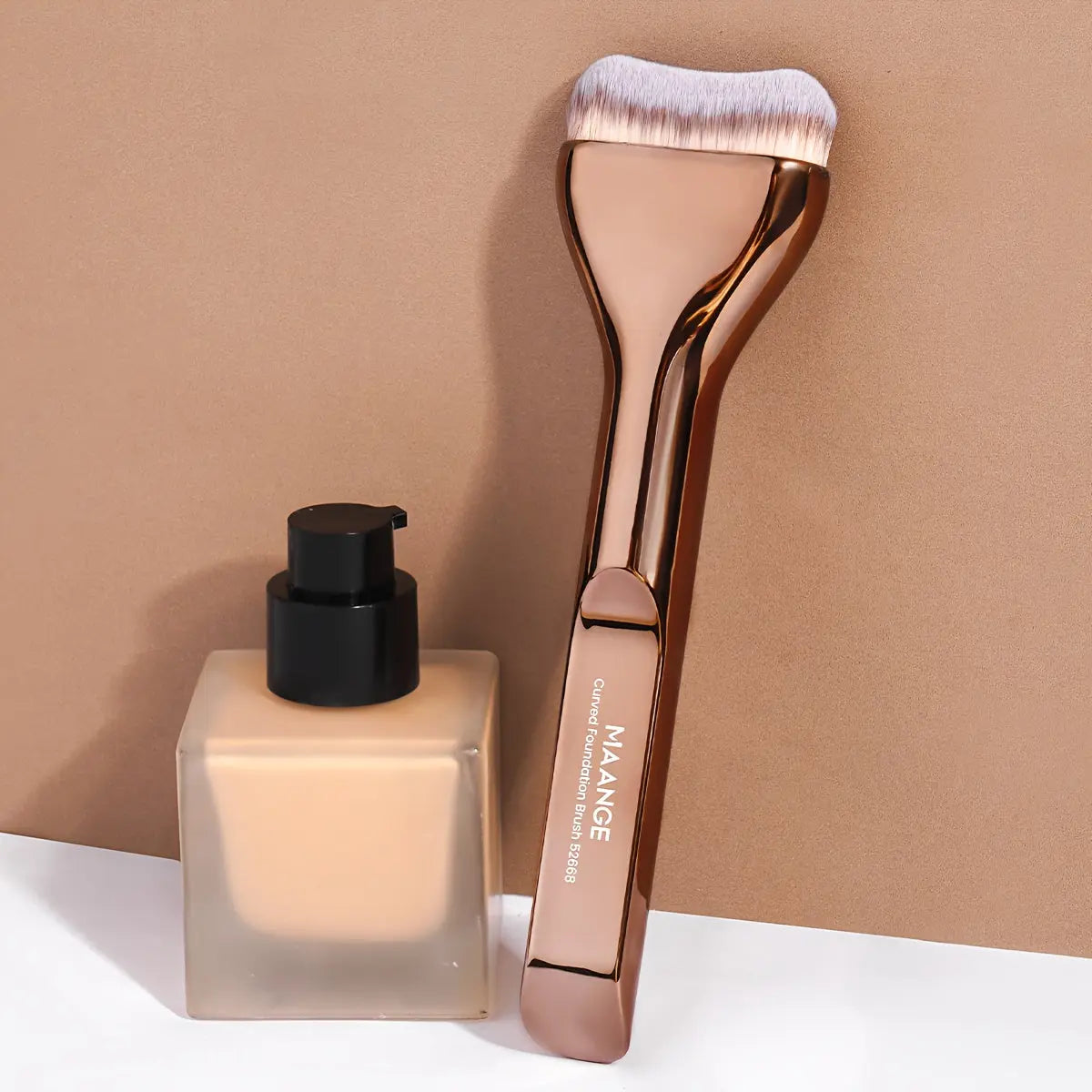 MAANGE Professional Foundation Brush - Soft Nylon Bristles, Elegant Brown Handle, for BB Cream, Liquid Foundation, Powder - Travel-Friendly Makeup Brush for Flawless Application - Ideal for Home, Salon, or Gift for Women - MAANGE Beauty Tools, Kabuki Mak Dropshipman