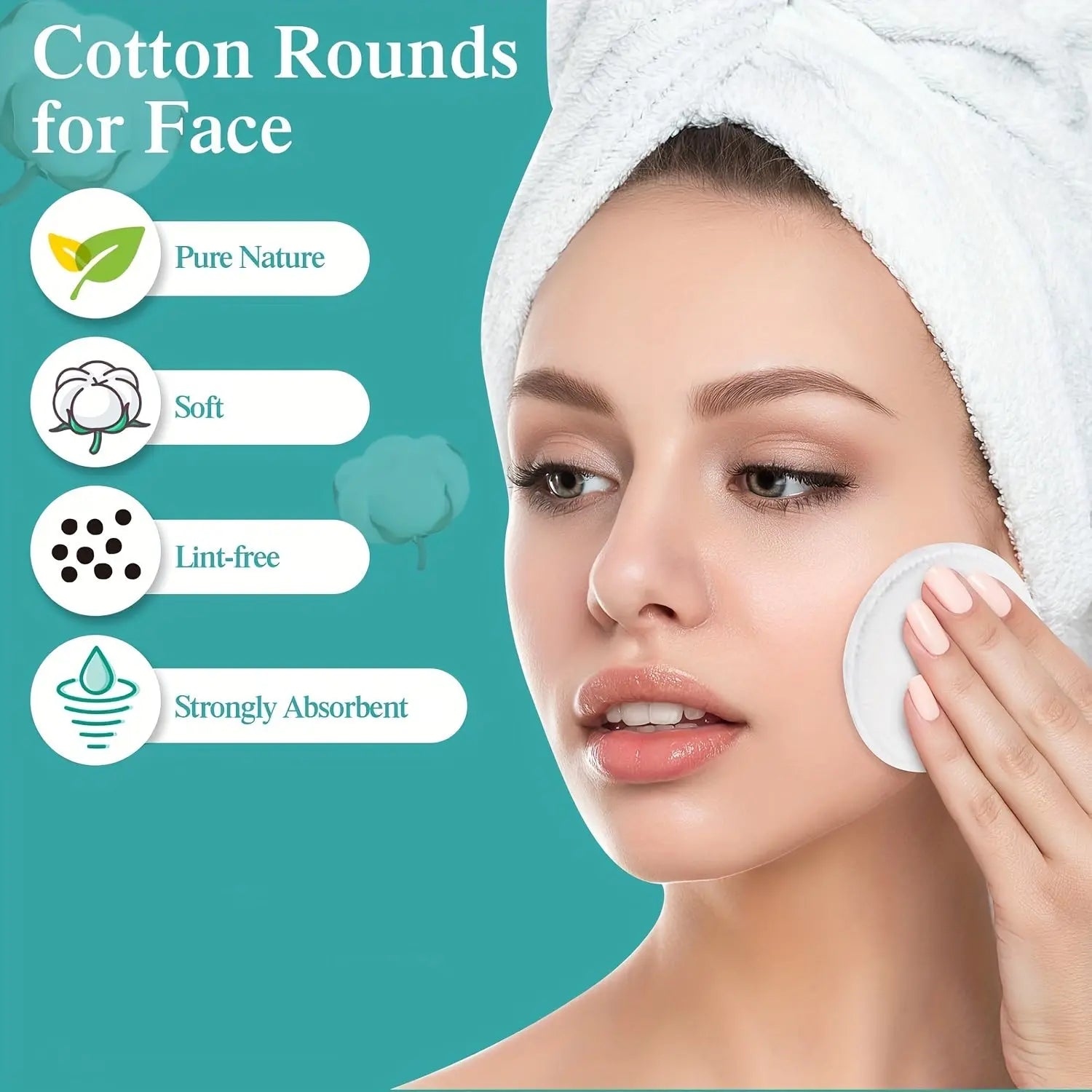 100/300/600pcs, Natural Makeup Removal and Facial Cleansing Round Pads, Soft Texture Low Allergy Wet Wipes Dropshipman