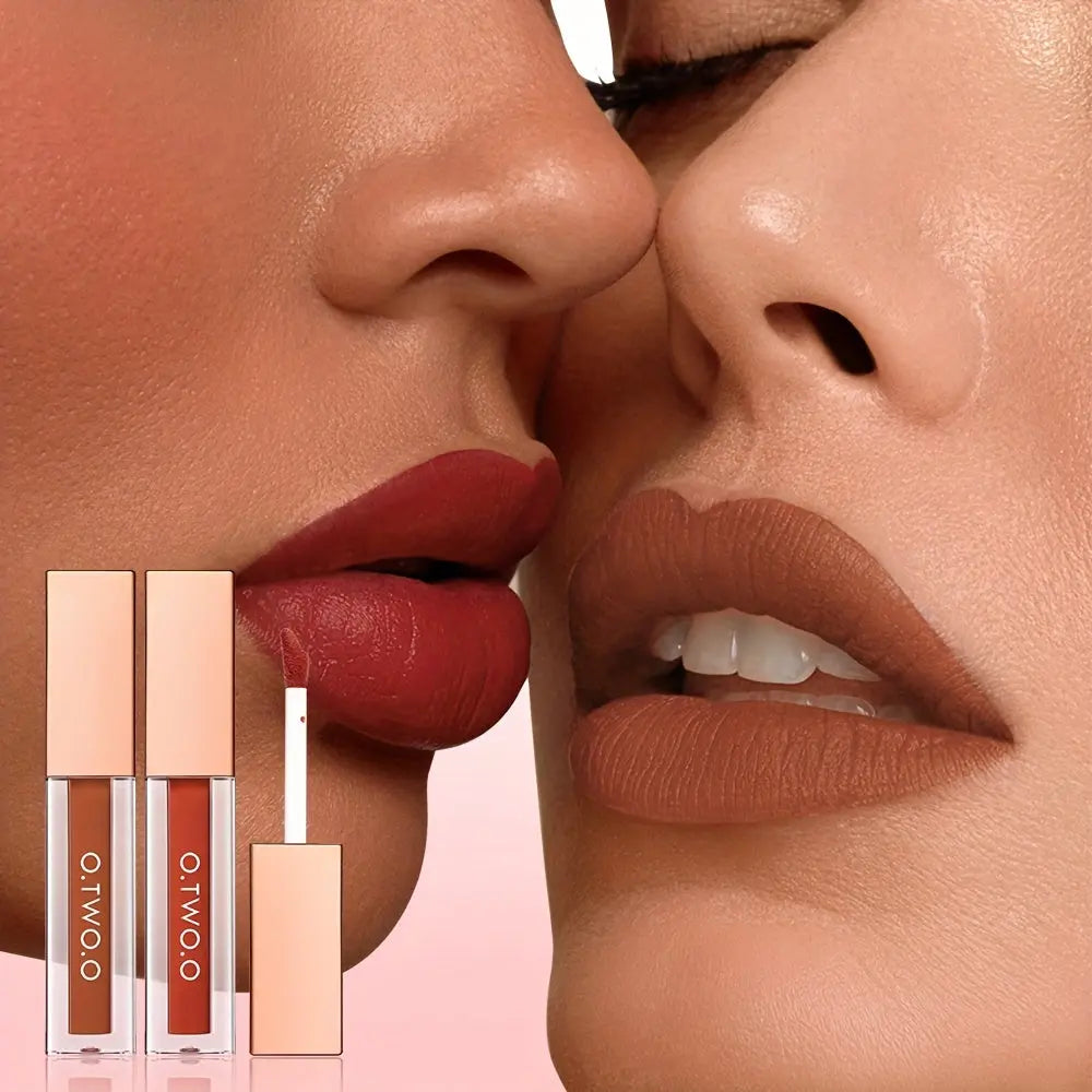 [Christmas Gift] O.TWO.O Lip Color Set 2pcs Waterproof Long Lasting Matte Liquid Lipstick Makeup Set Long Lasting Non-fading Color-locking Formula Lightweight Concealer Korea Makeup Daily essential make up for women otwoo Dropshipman