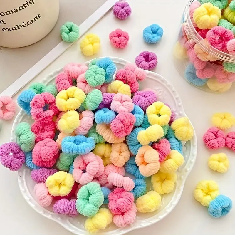 100pcs Colorful Elastic Pineapple Hair Ties with Packaging, Small Elastic Bands for Girls' Head Accessories and Hairstyle Design Accessories, Durable Hairbands Dropshipman