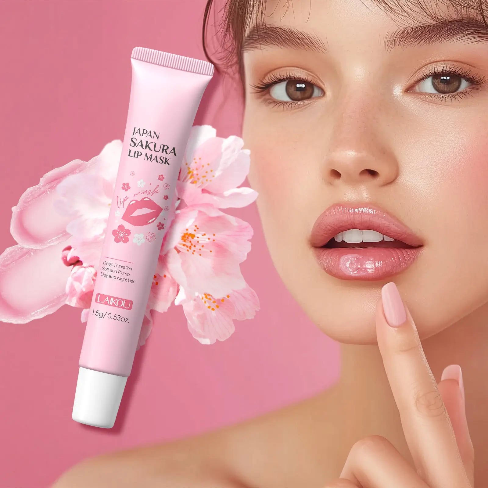 15g Sakura Lip Mask with Vitamin C&E - Gloss Lip Balm Suitable for Dry, Chapped Lips - Moisturizing Winter, Hydration for Soft Lips, Vitamin-Enriched Lip Care for Weather & Lip Care Routine Dropshipman